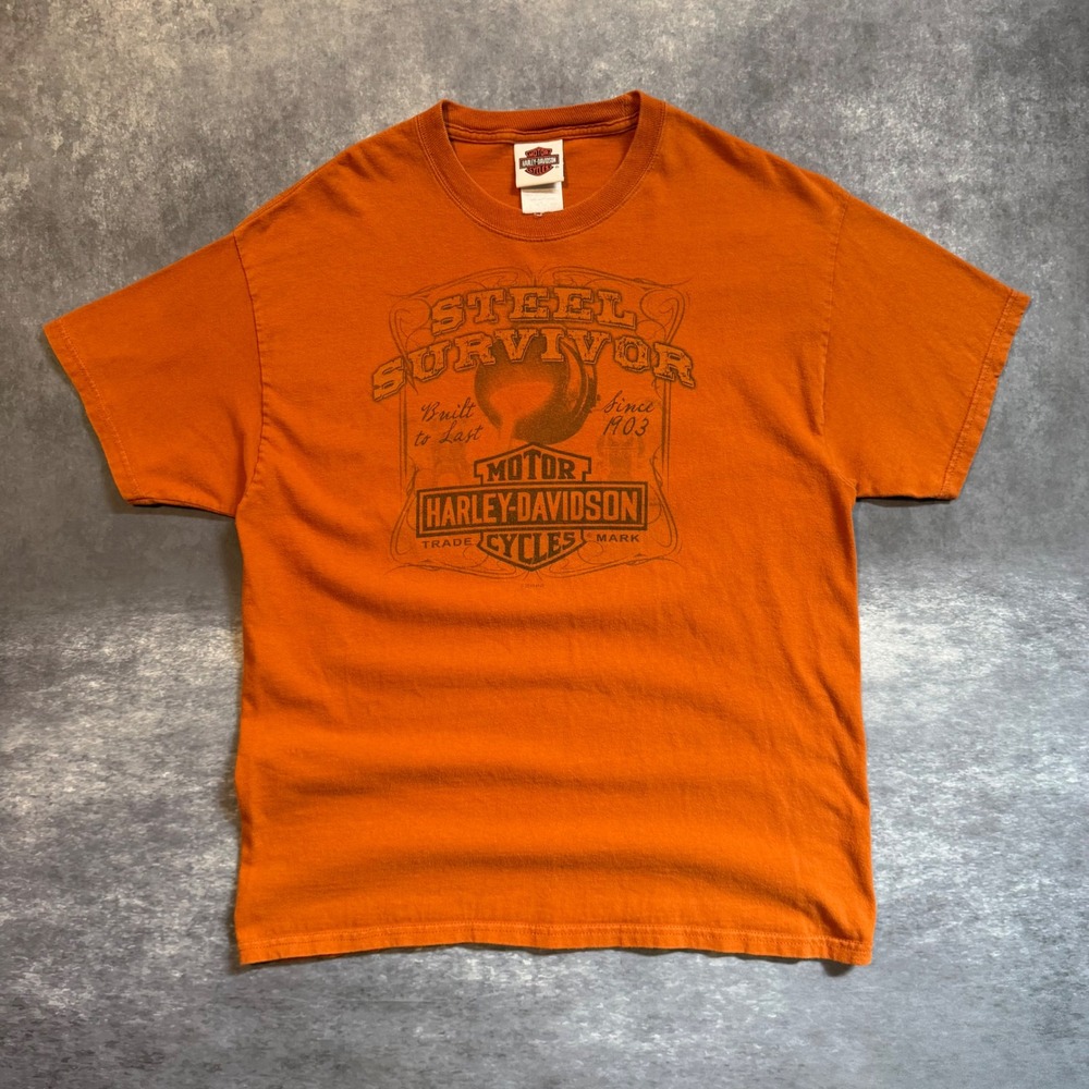 Harley Davidson Jackson Hole Wyoming Orange Steel Survivor T-Shirt Mens Large L